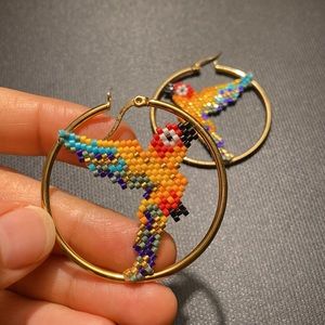Handmade in Colombia papagayo earring hoops